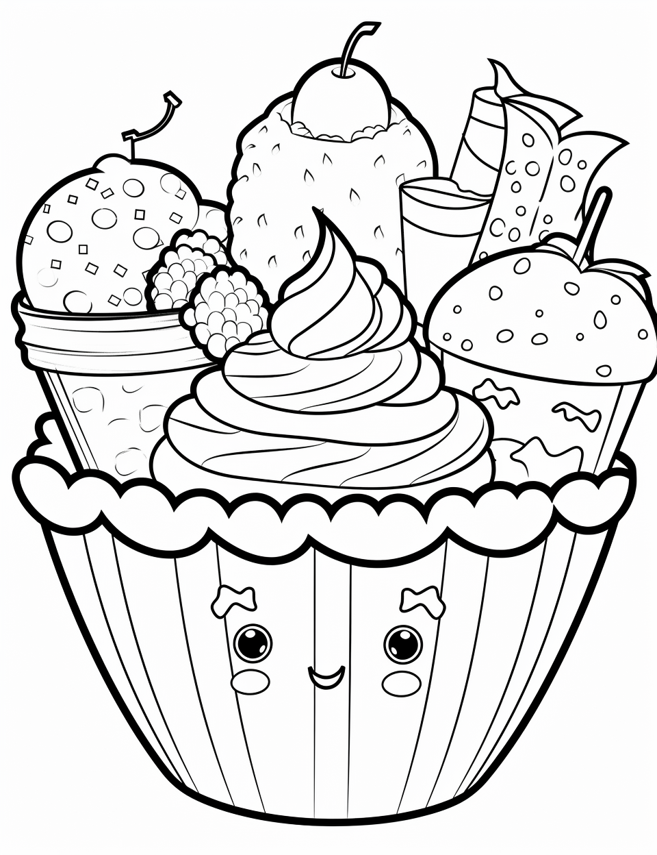ice cream clipart black and white