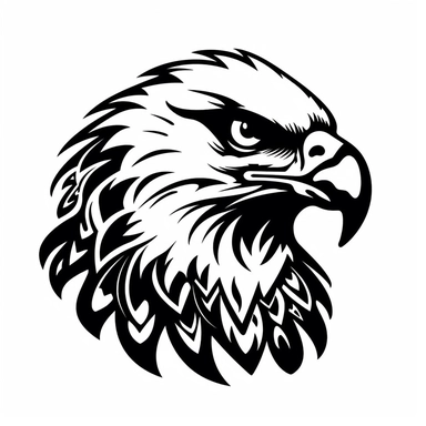 black and white hawk animal vinyl decals cut outs clipart svg vector image, in the style of energetic lines, airbrush art, logo, pixel art, mechanical designs
