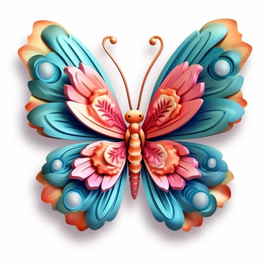 3D butterfly flower clipart features a vibrant and colorful flower with intricate petals. The flower is designed to give a three-dimensional effect, creating a lifelike appearance. The petals may be a combination of different colors, such as shades of pink, purple, or yellow, adding to the overall visual appeal.