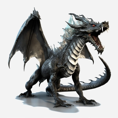as a dungeons and dragons black dragon lookking into lens with acid dripping from its mouth, full body, photo realistic, clipart,