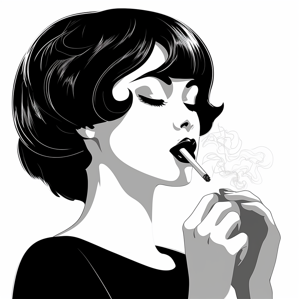 logo , a girl smoking a cigarette, person free vector image, clipart ...