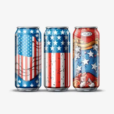 Cute Beautiful patriot three beer Can for 4th of july sublimation Clipart,Cartoon, hyper realistic, intricate detail, illustration style,high solution,on the white background