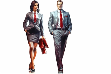 businessman and businesswoman cliparts, hd, on withe background, spaced out