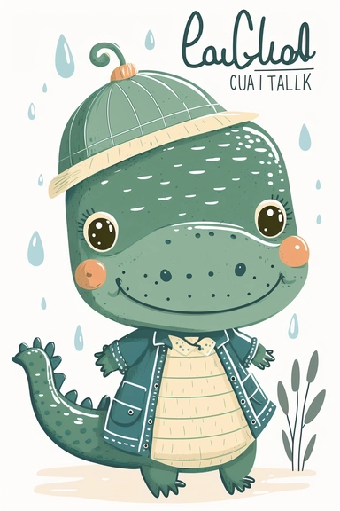 cute adorable little aligator graphic, cute nursery clipart