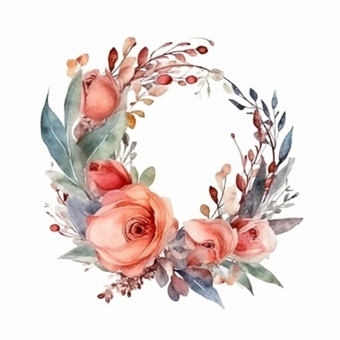 elegant valentine's day wreath ,watercolor clipart ,minimalist ,beautiful colors,isolated white background,8k