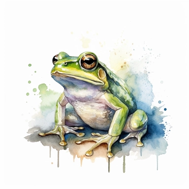 watercolour illustration free brushstrokes, beautiful and joyful, frog, mark brooks, naturecore, animal clipart, isolated on a white background,