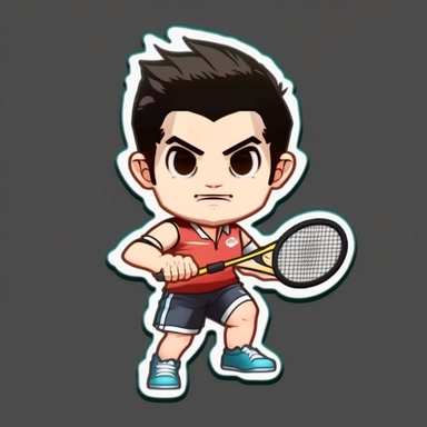 Play badminton player Sticker，clipart