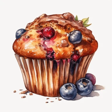 hand painted muffin clipart for cookbook illustration no background