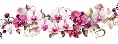 n the midst of your design journey, it's time to create eye-catching orchid border clipart that will add a touch of sophistication to the corners of invitations. Your task is to develop a versatile orchid clipart design, isolated on a clear white background. Consider the lines, shapes, and intricate details that make orchids unique. Embrace your artistic style, whether it's whimsical, realistic, or minimalist, and create a set of clipart elements that capture the essence of these enchanting flow