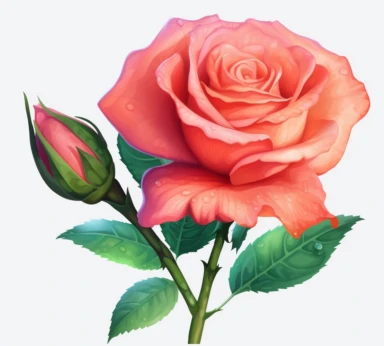 pink rose, rose clipart transparent png, in the style of realistic usage of light and color, translucent overlapping, light red and light emerald, traditional oil paintings, eye-catching, accurate and detailed, naive charm