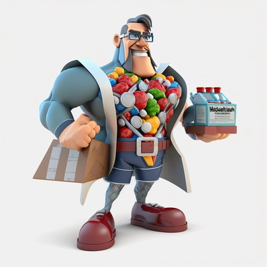 3D Cartoon in form of dietitian clipart mascot,transparent background, 128K,supermega pixel, insane detail, hyper detailed,huge details, UHD, 8K