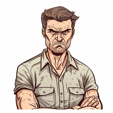 A Man with Angry Face, Body and Hand Expression, White background, Half Body Image, Clipart, Vector illustration