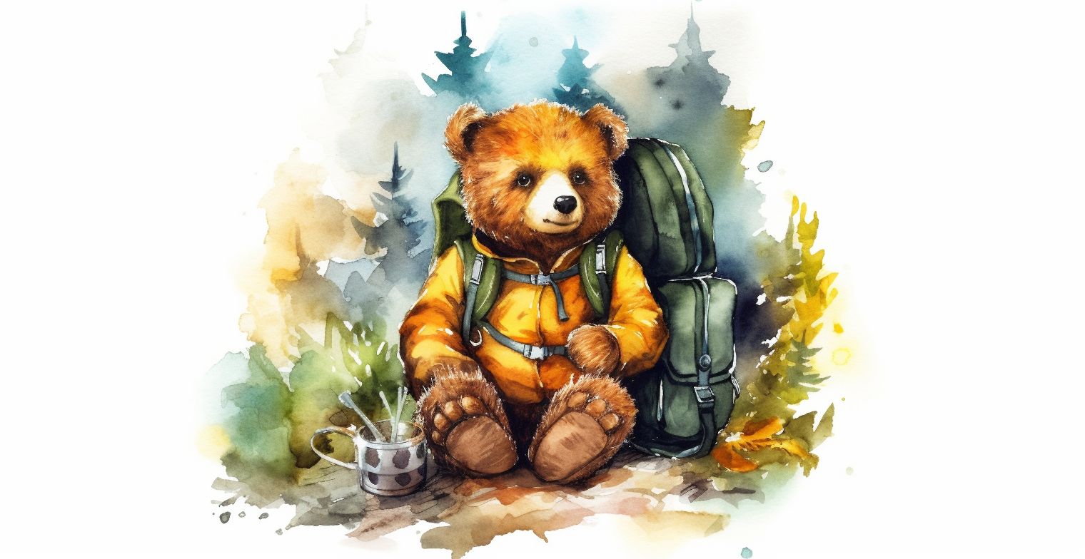 camping bear cliparts