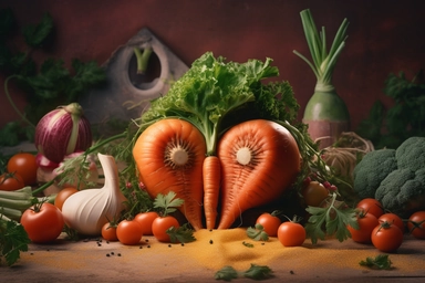 A colorful Easter design with a heart and carrot clipart. Perfect for Easter Day! , .highly detailed, + cinematic shot + photo taken by sony + incredibly detailed, sharpen details + highly realistic + professional photography lighting + lightroom + behance photography unsplash
