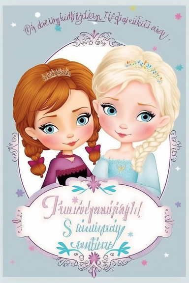 cute little elsa and anna from disney frozen invitation card, little elsa and anna clipart invitation card, attractive, 8k