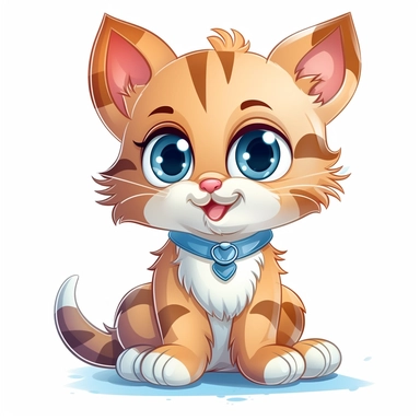 Clipart of a Cute Cartoon Cat