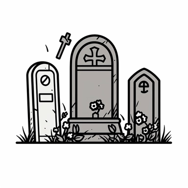 hand drawn gravestones ,simplified monochrome lineart vector outline , glyph icon style, clipart, svg cut file