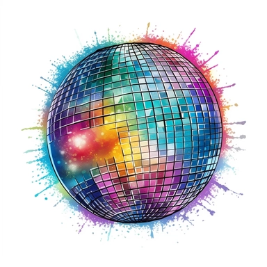 Disco ball clipart, hand drawn art isolated on white background, sparklecore