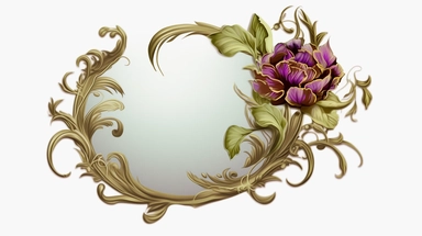 panoramic view, full view, elegant, decorative, illustration clipart style, beautiful purple peony accent, sharp focus, romantic, fantasy, centered, high detail, transparent background, adjust aspect ration to see full image, (--iw 10)