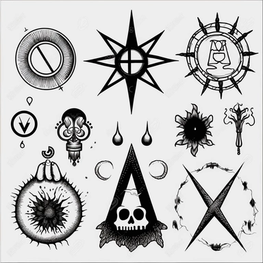 PNG CLIPART of occult symbols, Black, Single FIle