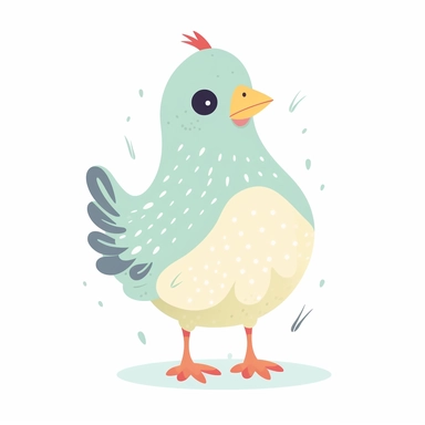 chicken clipart, vector cartoon childish nursery illustration, flat illustration, pastel colors, white background, very low detail, ar 2:3