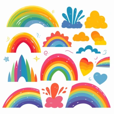 lgbt rainbow element clipart,Cartoon style,white background