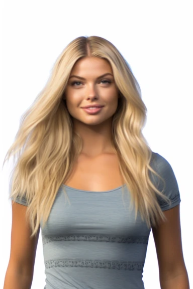 8k photorealistic image of a beautiful stunning pretty young white blonde surfer woman , kelly rohrbach lookalike, in the style of studio photography, clipart, white background, superrealistic, one of a kind, blur the background and isolate the subject, ultra detailed