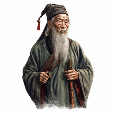 clipart Ancient Chinese man, photo realistic, white background