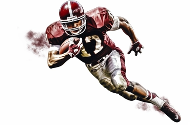 athlete + Football in the halls , highly detailed, isolated on white, clipart,