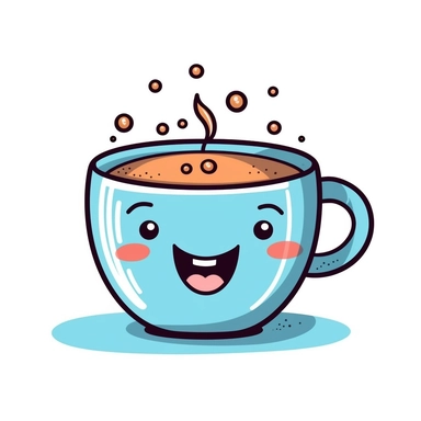 Cute coffee cup clipart, clean lines, well defined, bold outlines, single design