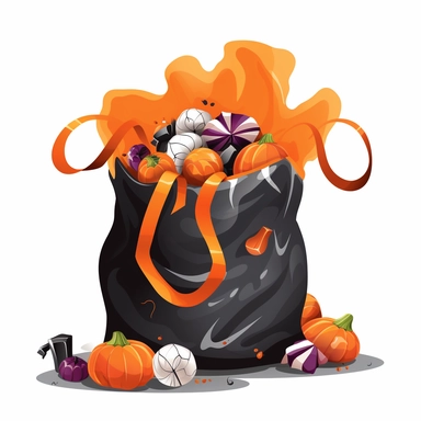 Clipart of a Halloween bag of candy