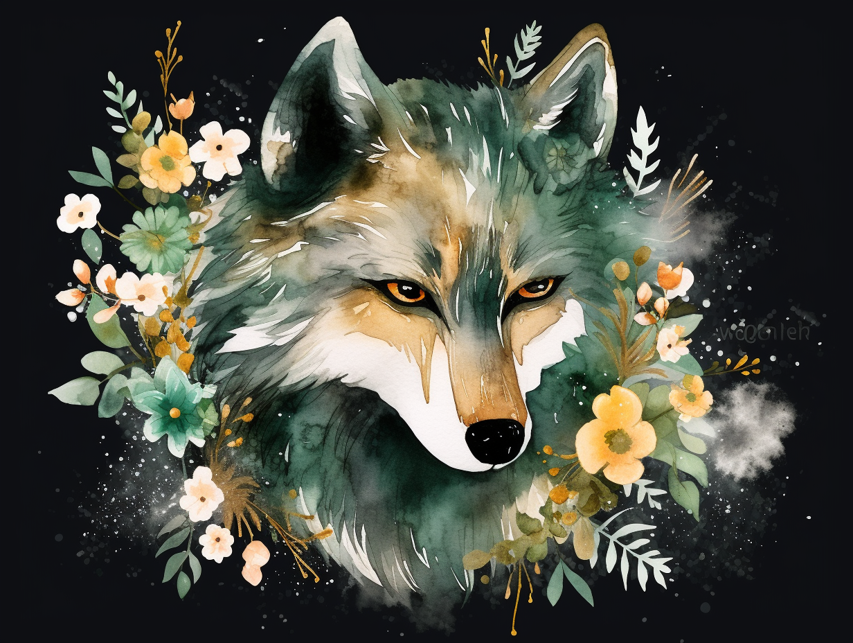green wolf cliparts