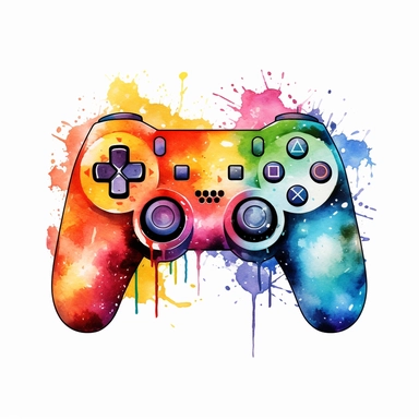 Cute Beautiful Juneteenth Color red green yellow Watercolor Sublimation Clipart, Gaming Controller Cartoon, hyper realistic, intricate detail, illustration style, high solution, , in the style of colorful caricature, digital art techniques, light amber and magenta, colorful drawings, nostalgic paintings, dazecore, on the white background