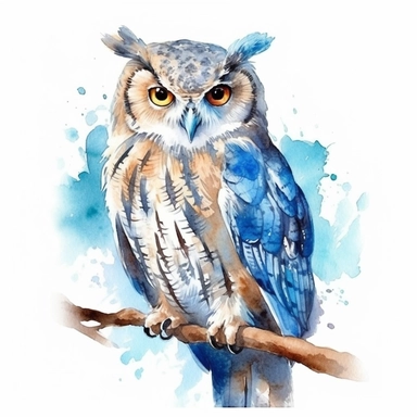 watercolor owl clipart - watercolor clipart - watercolor bird, single design, detailed