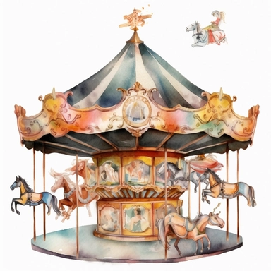 Carousel Element Watercolor Sublimation Clipart, Clipart, white background, no watermark, no text, no word,