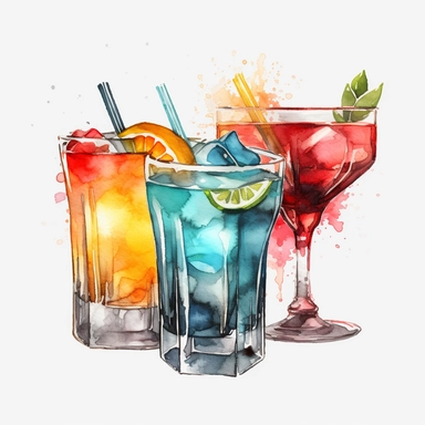 a cocktail bar watercolour art style a png image that can be used as clipart