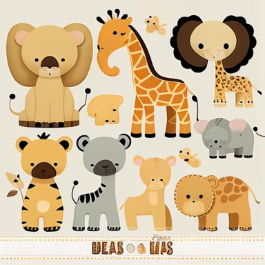 Baby Safari Animals Clipart Design