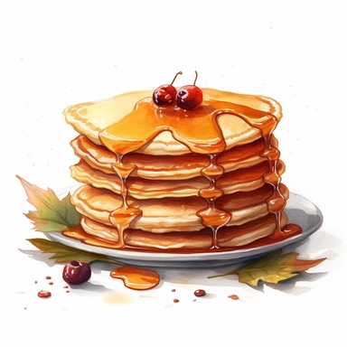 hand painted pancakes clipart for cookbook maple syrup illustration no background