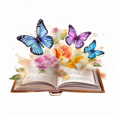Fairy Book with Butterflies Watercolor Sublimation Clipart, Clipart, white background, no watermark, no text, no word,