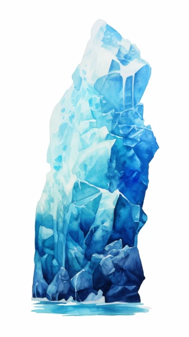 Isolated images, illustrations on a white background, realistic [Arctic iceberg], Clipart, watercolor, realistic, isolated, full landscape, highly detailed, hdr, 32K, photo expert quality, watercolor realistic, hyperrealistic and highly detailed, isolated on a white background