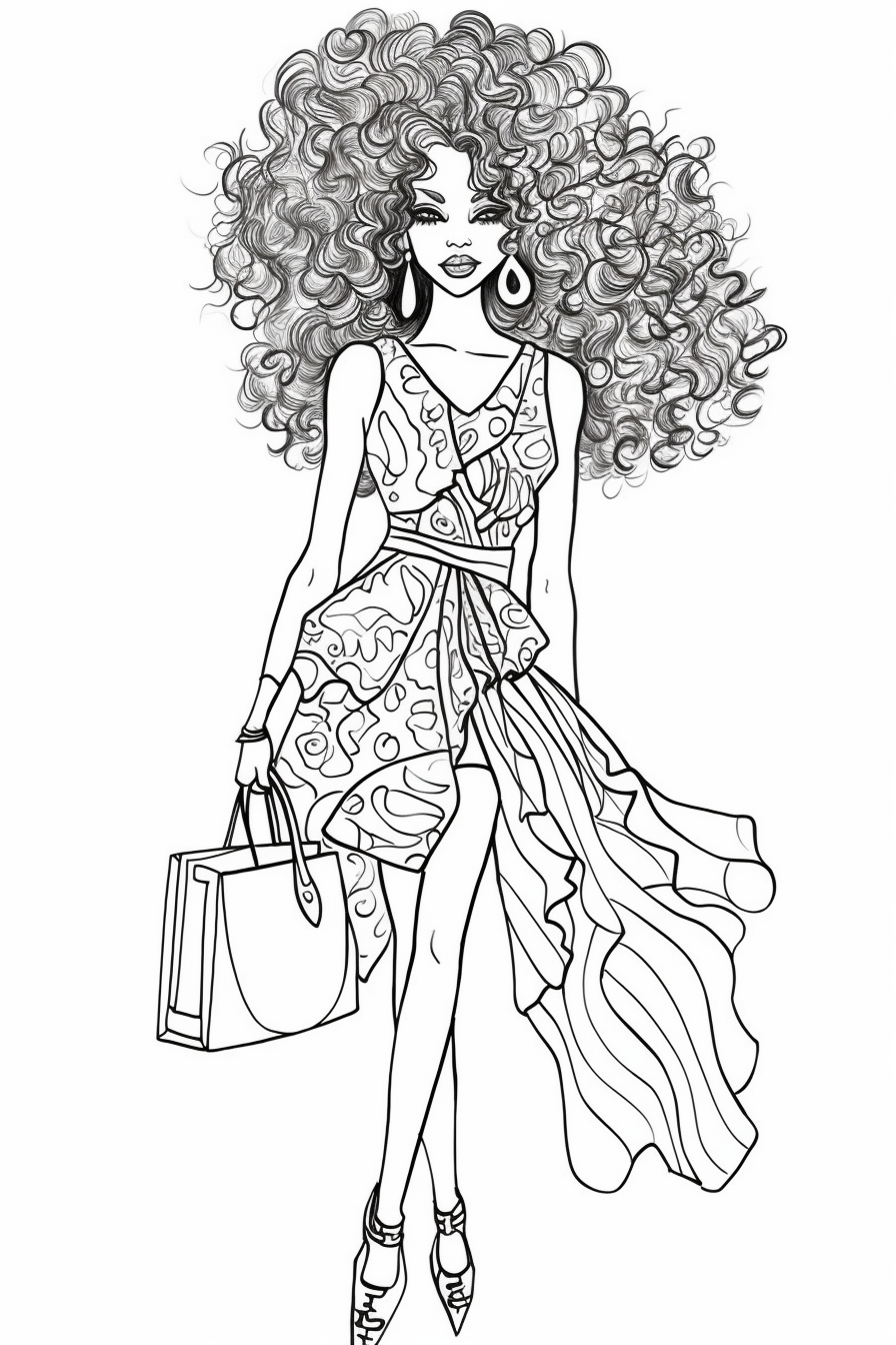 Fancy Fashionable Purse Coloring Page · Creative Fabrica