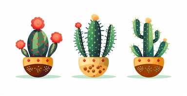 clean, cactus design, clip art style on a white background