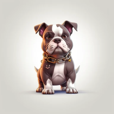 AMERICAN BULLY CLIPART, CARTOON, VECTOR, STRONG DOG, MUSCLE, AMERICAN BULLY MINI, EXOTIC BULLY, color dog chocolate and white ASPHALT, ULTRA RESOLUTION , 4k, high resolution, 3d