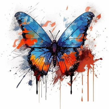 one butterfly colorful on a white background, in the style of florian nicolle, realistic clipart, serge marshennikov, orange, fantastical creatures, sky-blue and maroon, conceptual painting, no watermark, text,,professional lighting,cinematic lighting, long shadows, saturated contrast, hyperdetailed,32k,v--5.0