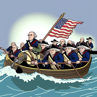 generate clipart of george washington and his soldiers crossing the delaware without watermark