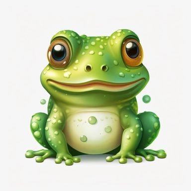 kawaii big frog clipart, white background