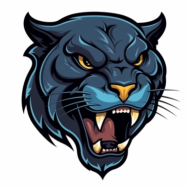 panther clipart 2d head and neck logo style