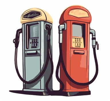 two gas pumps clipart, in the style of endurance art, consumer culture critique
