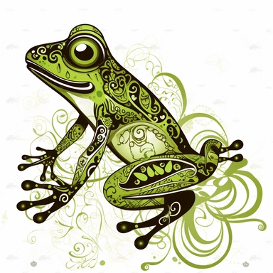 aquatic clipart of cute frog sitting on filigree single tropicalpunk stroke of paint
