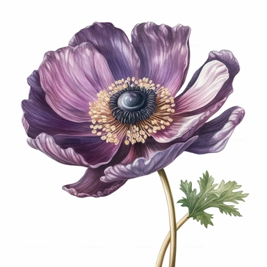 anemone flower clipart, isolated on the white background, beautiful watercolor style Flower, very detailed, ultra-realistic, very sharp image, hd
